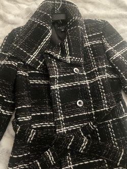 Black And White Shelli Segal Wool Blend Coat 