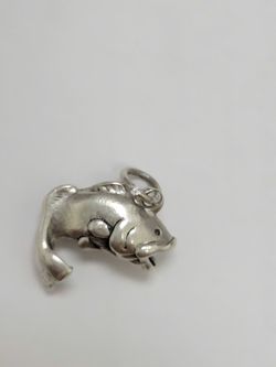 James Avery 3D silver Catch Fish Charm - Stamp worn out
