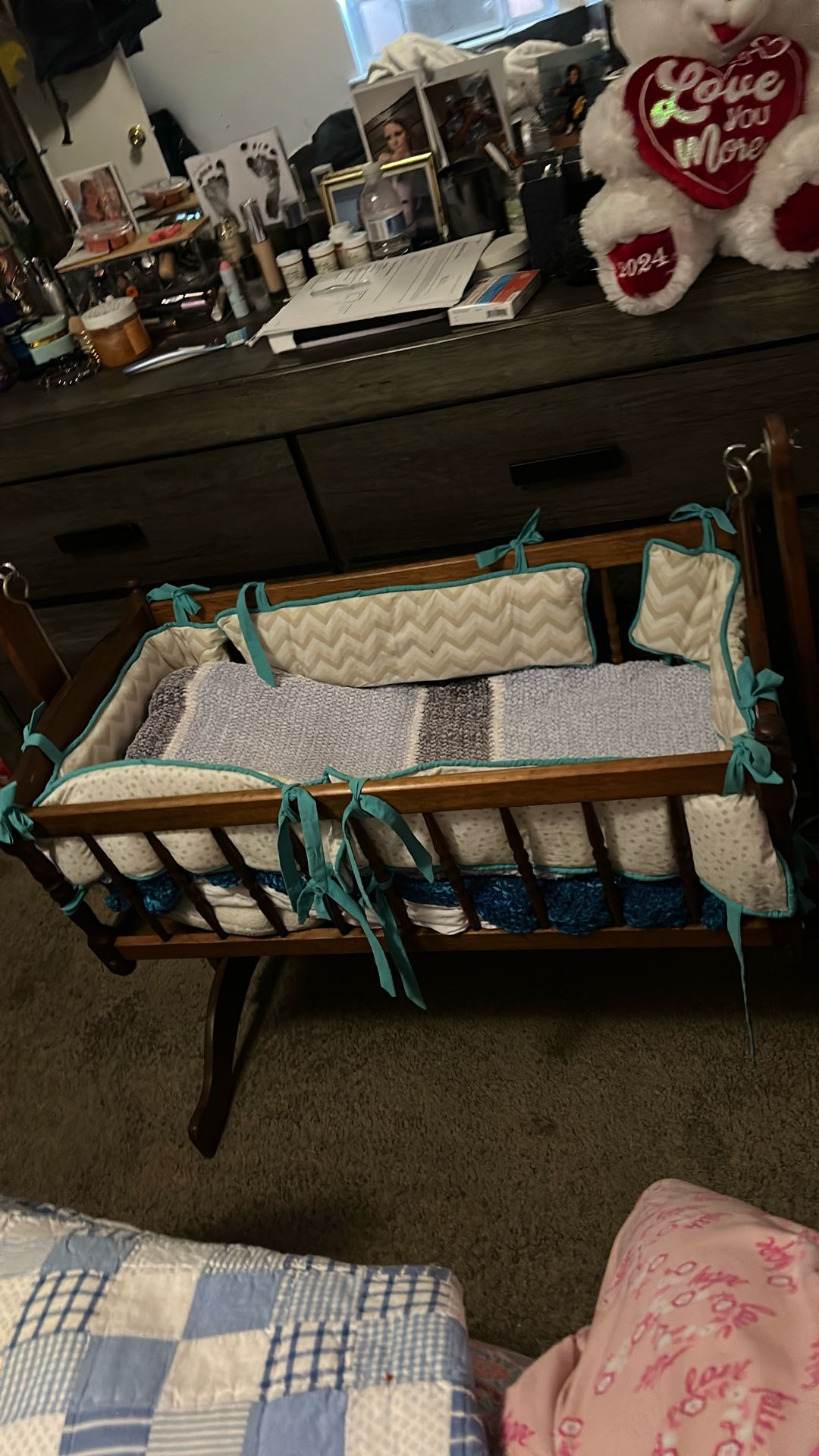 Wooden Rocking Baby Bassinet