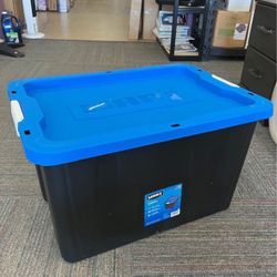 27 Gallon Heavy Duty Latching Plastic Storage Bin Container, Black, New