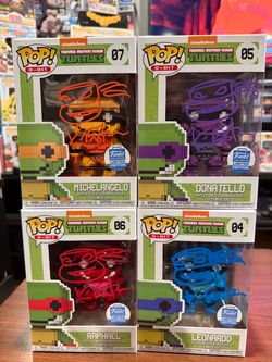 Funko Pop 8-Bit TMNT Signed Limited Edition Set of 4