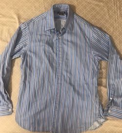 Micheal Kors Men's Dress Shirt Long Sleeve Button Down Blue stripe Medium