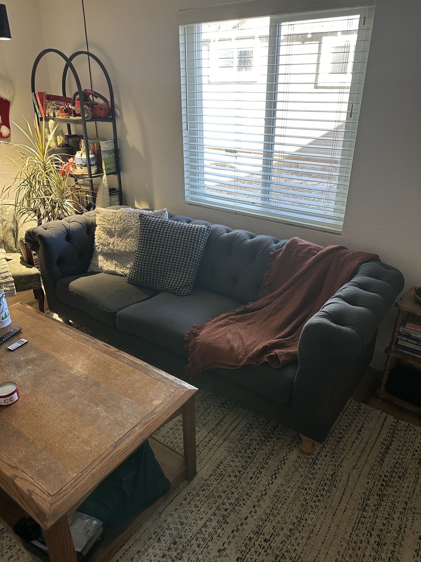 Grey Tufted Chesterfield Sofa $400 OBO