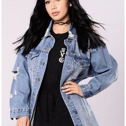 Miss Stressed Denim Jacket - Medium Wash