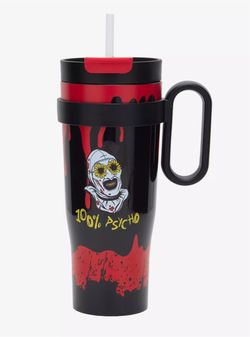 Terrifier Art The Clown Travel Cup BRAND NEW STRAW W/PACKAGING Halloween Horror Officially Licensed