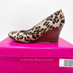 Dexter Women’s Exotic Kylie Cheetah Print Fabric Wedge Heel Shoe Size 8.5 EUC