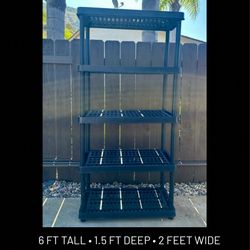 6 FT - 5 Tier Large Plastic Shelves - Perfect For Garage Or Storage Room  4 sets total left available