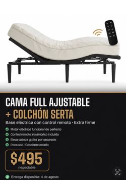 Cama con base ajustable y control remoto
