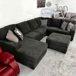 Luxury Fabric U Shaped Modular Sectional Couch Set 