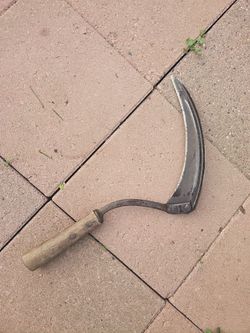 Vintage Hand Sickle with Wooden Handle