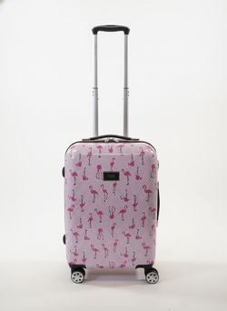 Betsey Johnson Womens Flamingo Hardside Spinner Suitcase Pink White Carry On