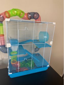 Blue hamster cage
