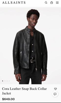 All Saints. Cora Leather Snap Back Collar Jacket