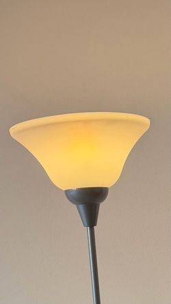Silver Torchiere Floor Lamp with Frosted Bowl Shade