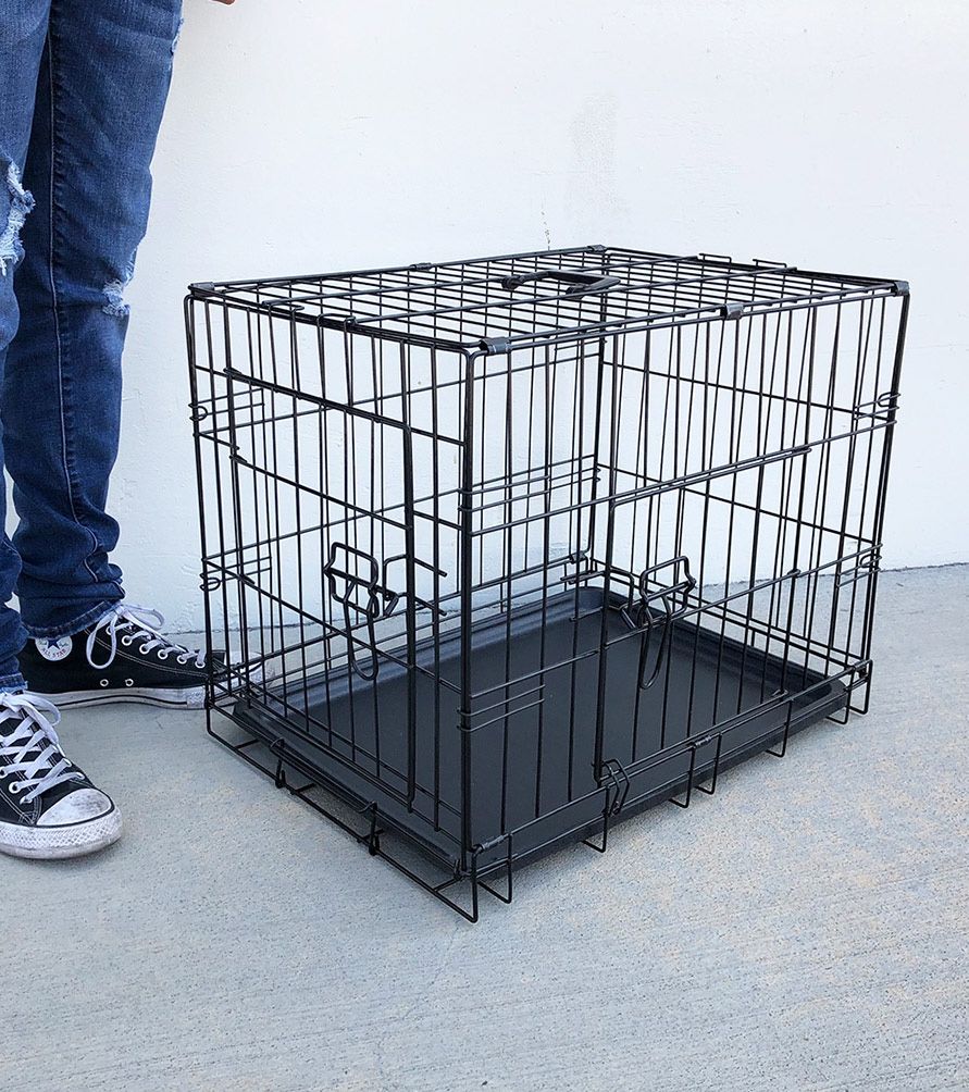 $30 (Brand New) Folding 24” dog cage 2-door folding pet crate kennel w/ tray 24”x17”x19”