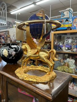 Pegasus Gemstone Globe Sculpture