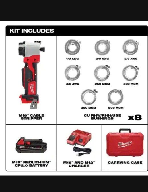 Milwaukee M18 Cable Stripper Kit for Cu & Al RHW/RHH/USE Wire Cutting  2935x-21
