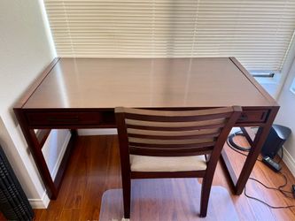 Cherrywood desk and chair plus free protective floor mat $75 OBO