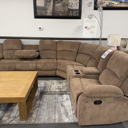 Brown Sofa Sectional 2x Recliners