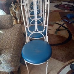 6 Vintage Heavy Wrought Iron Chairs 