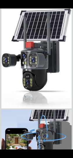 Triple-Lens Solar 360° Dome Camera : The Triple-Lens  Solar 360° Dome Camera Harnesses Sunlight Via Its  High-Efficiency Panel, Ensuring Uninterrupted