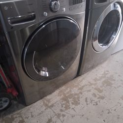 Set Of LG Stainless Steel Front Load Washer Large Capacity And Gas Dryer Fully Functional 