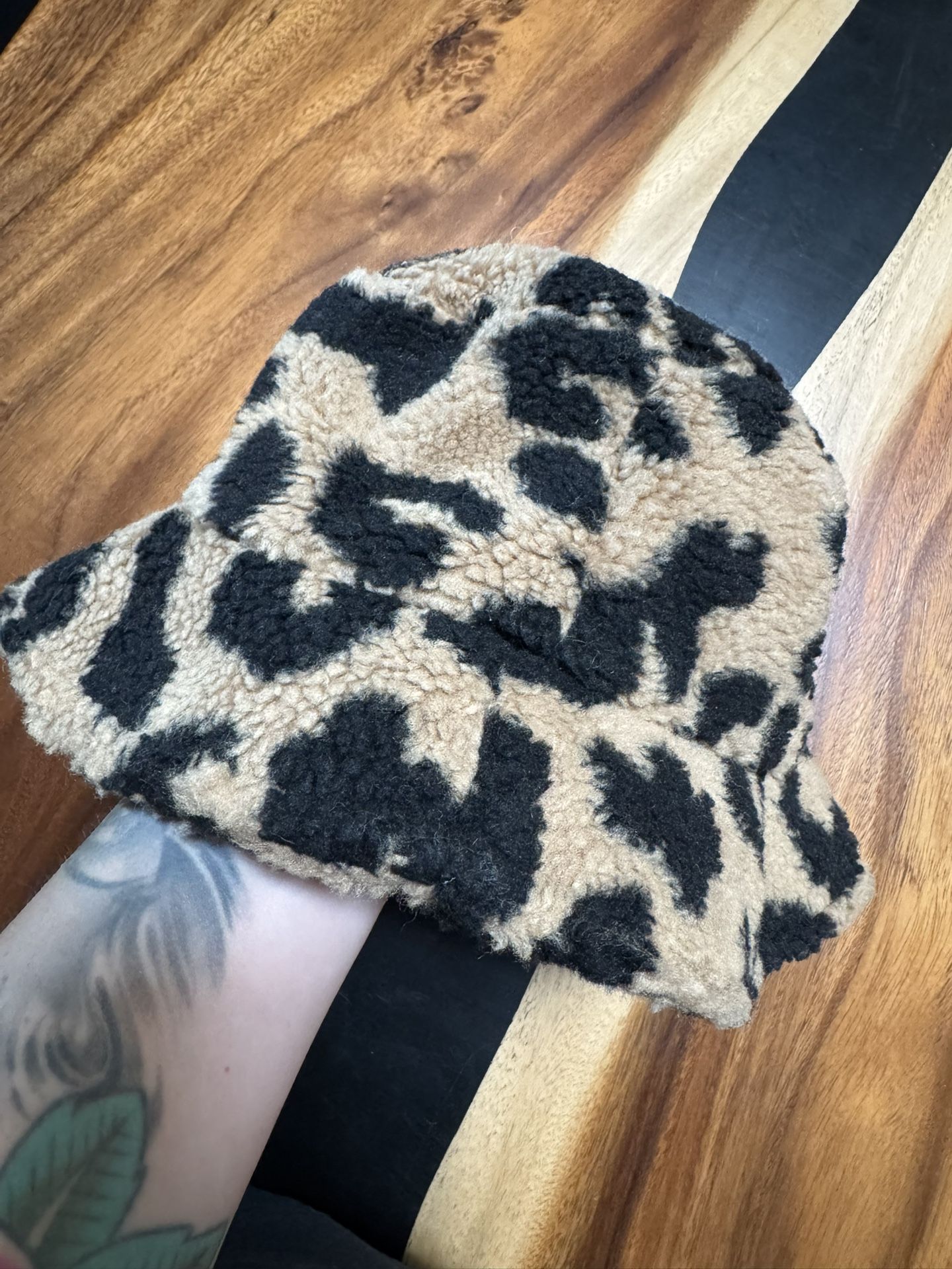 Leopard Print Sherpa Bucket Hat