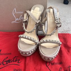 Christian Louboutin Tan Studded Espadrilles