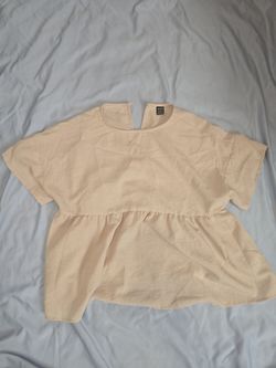 SHEIN Cream Linen Peplum Top