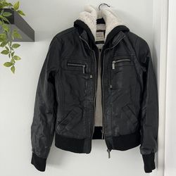 Black Leather Jacket with Lined Interior 