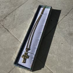 10K Gold 22In Rope Chain W/ Cross Pendant (Read Description)