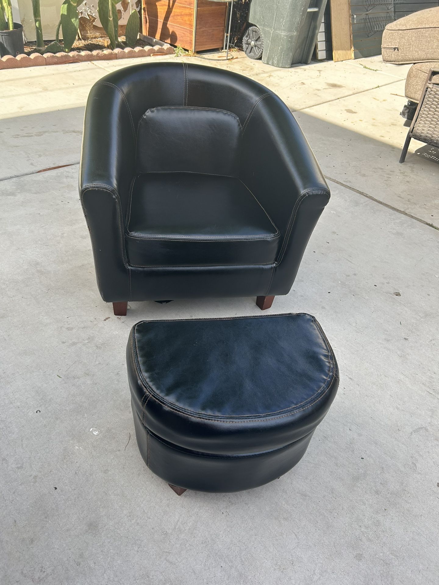 Kids Leather Chair With Ottoman 