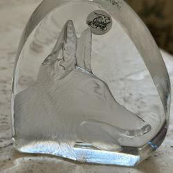 Cristal d’Arques France Lead Crystal Glass German Shepherd Paper Weight- 2 PCs