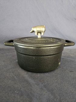 Martha Stewart 2 Qt Enameled Cast Iron Dutch Oven Pig Lid Knob