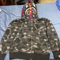 BAPE Color Camo Tiger Shark Wide Full Zip Double Hoodie for Sale in Austin TX OfferUp