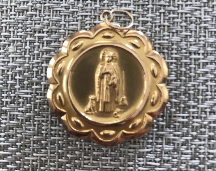 18k gold two sided medallion from Italy