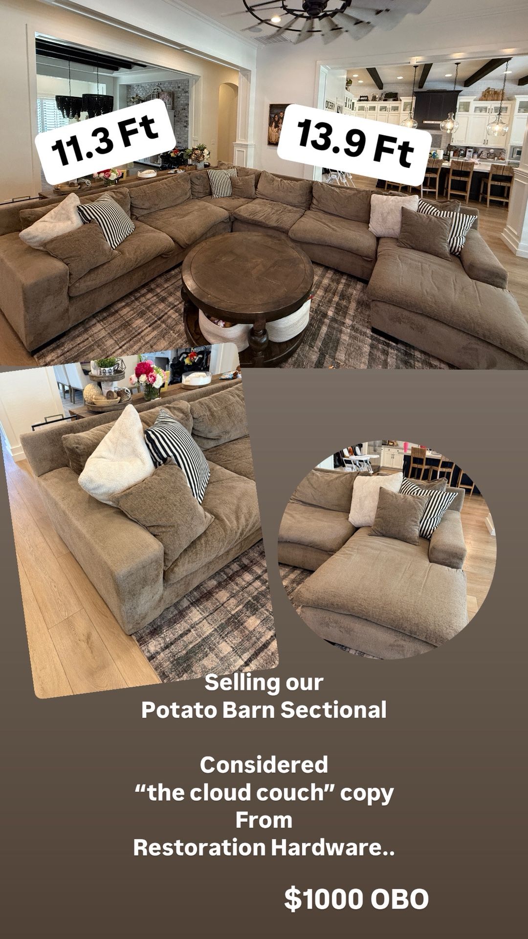 Potato Barn “cloud” Sectional Couch