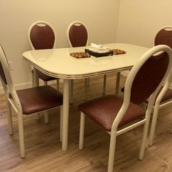Vintage Dining Set With Dining Table And 6 Chairs