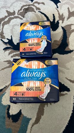 2 packs of Always ultra thin pads size 4