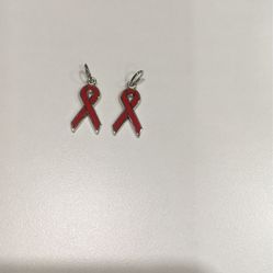 Rhodium Sterling Silver AIDS Awareness Ribbon Charms ~ $10.00 Each One