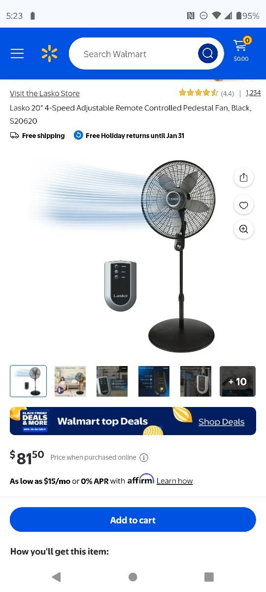 LASKO OSCILLATING FAN with REMOTE CONTROL 