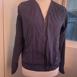 Navy zip-front compact bomber jacket