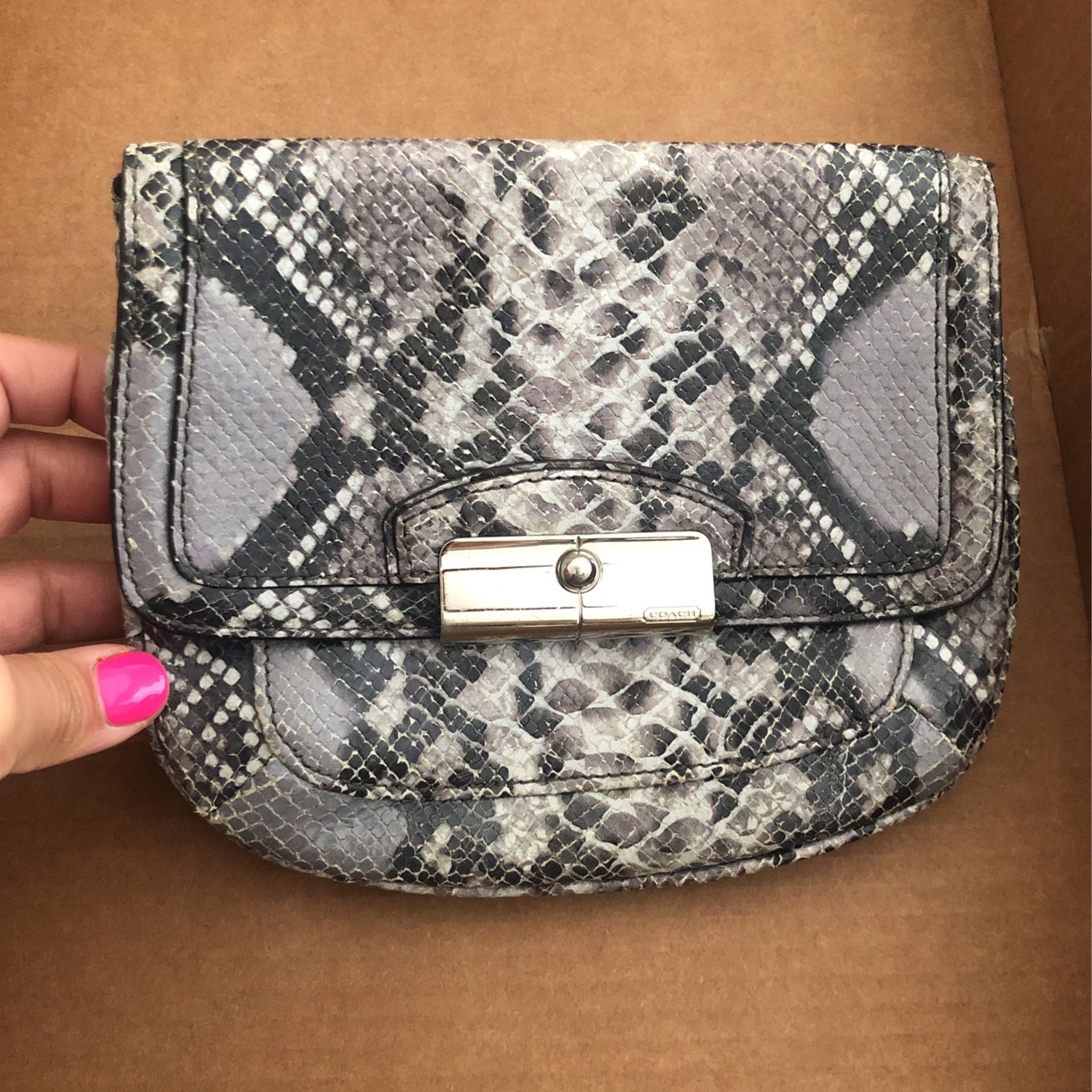Coach Small Mock Snakeskin Clutch / Wrislet $15