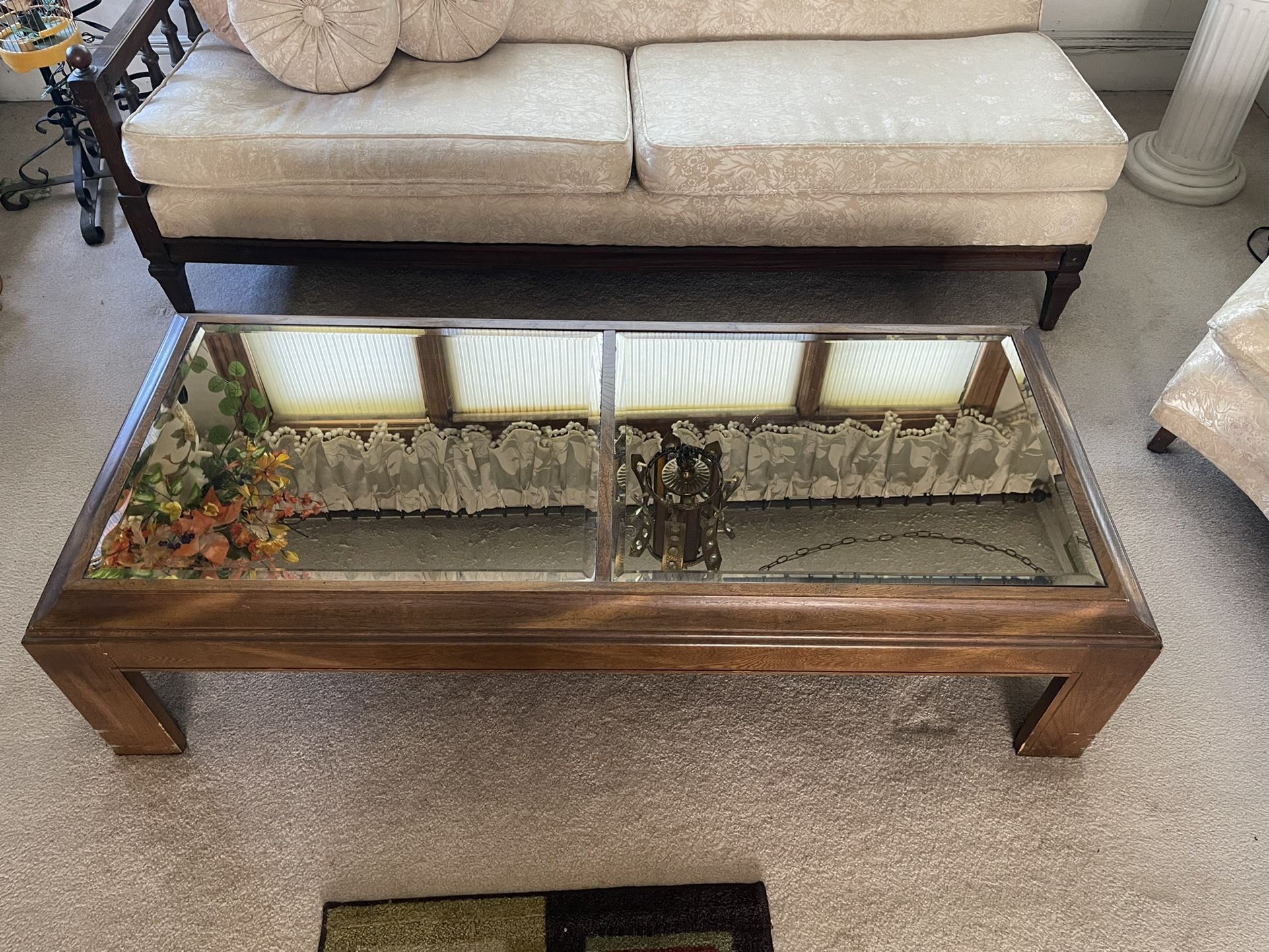 Mid-Century Modern Coffee Table Mirrored Top