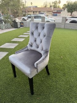 gray velvet dining chair