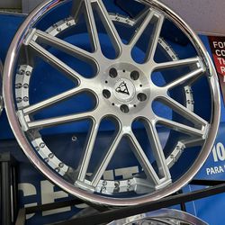 24s Staggered Wheels 5x120 Wheels Tires Azad Brushed 