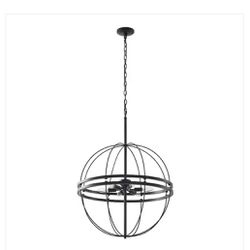 Leia 6-Light Matte Black Candle Style Globe Chandelier