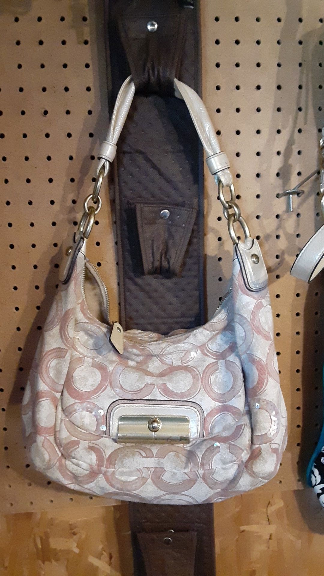 COACH Kristen Sequened OP ART Signature Hobo Shoulder Bag #16791