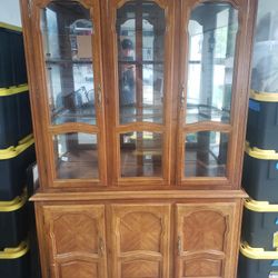 79.5x51.25 Wood China Cabinet Display Case 