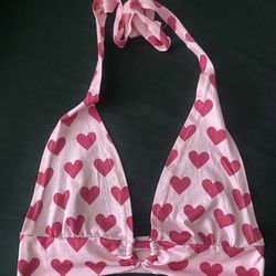 pink heart halter bra top